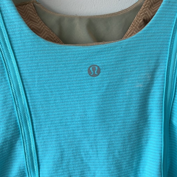 Lululemon blue/teal striped tank top Size 6. - Picture 3 of 10